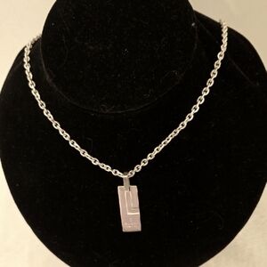 Gucci Sterling Silver G Plate Pendant Necklace With 21" Chain